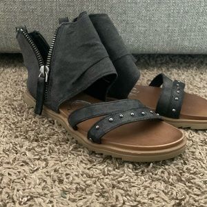 Denim black and stud sandal. Worn once, size 8.5